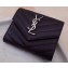 Saint Laurent Monogram Compact Tri Fold Wallet in Grained Embossed Leather 403943 Black/Silver
