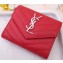 Saint Laurent Monogram Compact Tri Fold Wallet in Grained Embossed Leather 403943 Red/Silver