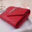 Saint Laurent Monogram Compact Tri Fold Wallet in Grained Embossed Leather 403943 Red/Silver