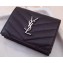 Saint Laurent Monogram Card Case in Grained Embossed Leather 530841 Black/Silver