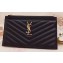 Saint Laurent Monogram Bill Pouch Bag in Grained Embossed Leather 504922 Black/Gold