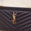 Saint Laurent Monogram Bill Pouch Bag in Grained Embossed Leather 504922 Black/Gold