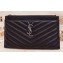 Saint Laurent Monogram Bill Pouch Bag in Grained Embossed Leather 504922 Black/Silver