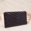 Saint Laurent Monogram Bill Pouch Bag in Grained Embossed Leather 504922 Black/Silver