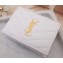 Saint Laurent Monogram Card Case in Grained Embossed Leather 530841 White/Gold