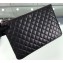 Chanel Classic Pouch Clutch Large Bag A82552 Lambskin Black/Silver