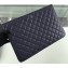 Chanel Classic Pouch Clutch Large Bag A82552 Caviar Leather Navy Blue/Silver