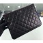 Chanel Classic Pouch Clutch Small Bag A82545 Lambskin Black/Silver
