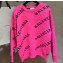 Balenciaga Jacquard All Over Logo Crewneck Sweater Fuchsia 2019