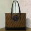 Fendi FF Logo Roma Amor Fabric Shopper Tote Bag Black 2019