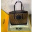 Fendi FF Logo Roma Amor Fabric Shopper Tote Bag Black 2019