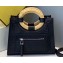 Fendi Leather Small Runaway Shopper Bag FF Logo Black