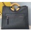 Fendi Leather Large Runaway Shopper Bag FF Logo Black