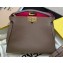 Fendi Romano Leather Peekaboo Iconic Mini Bag Gray