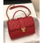 Chanel Calfskin Medium Top Handle Flap Bag AS0804 Red 2019