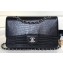 Chanel Croco Pattern Classic Flap Medium Bag Black