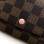 Louis Vuitton Emilie Wallet Damier Ebene Canvas N60214 Rose Ballerine