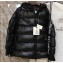 Moncler White Logo Sleeve Hoodie Down Jacket Black For Women/Men 2019