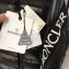 Moncler White Logo Sleeve Hoodie Down Jacket Black For Women/Men 2019