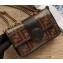 Fendi Stamp Glazed Fabric Mini Double F Bag Black