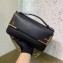 Fendi Stamp Leather Medium Double F Bag Black
