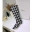 Dior Heel 3.5cm Gang High Boots in Tartan Fabric Black/White 2019