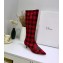 Dior Heel 3.5cm Gang High Boots in Tartan Fabric Black/Red 2019
