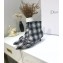 Dior Heel 3.5cm Gang Low Boots in Tartan Fabric Black/White 2019