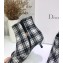 Dior Heel 3.5cm Gang Low Boots in Tartan Fabric Black/White 2019