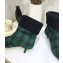 Dior Heel 3.5cm Beat Low Boots in Tartan Fabric Black/Green 2019