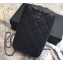 Chanel Clutch with Chain Phone Bag 70655 in Grained Calfskin Black/Silver