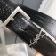 Saint Laurent Width 3cm Monogramme Belt With Square Buckle In Crocodile Embossed Leather Black/Silver