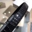 Saint Laurent Width 3cm Monogramme Belt With Square Buckle In Crocodile Embossed Leather Glossy Black/Silver