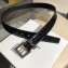 Saint Laurent Width 3cm Monogramme Belt With Square Buckle In Crocodile Embossed Leather Glossy Black/Silver