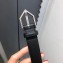 Saint Laurent Width 2.5cm Belt With Triangle Buckle In Leather Black/Silver