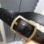 Saint Laurent Width 2.5cm Belt With Paved Buckle In Crocodile Embossed Leather Black/Gold