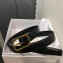 Saint Laurent Width 2.5cm Belt With Paved Buckle In Crocodile Embossed Leather Black/Gold