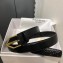 Saint Laurent Width 2.5cm Belt With Triangle Buckle In Crocodile Embossed Leather Black/Gold