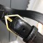 Saint Laurent Width 2.5cm Belt With Triangle Buckle In Crocodile Embossed Leather Black/Gold
