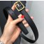 Saint Laurent Width 2.5cm Belt With Paved Buckle In Leather Black/Gold