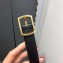 Saint Laurent Width 2.5cm Belt With Paved Buckle In Leather Black/Gold