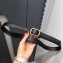 Saint Laurent Width 2.5cm Belt With Paved Buckle In Leather Black/Gold