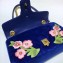 Gucci GG Marmont Small Matelassé Shoulder Bag 443497 Embroidered Velvet Blue