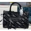 Balenciaga All Over Logo Canvas Classic City Small Bag Black