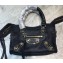 Balenciaga Classic City Nano Bag in Goatskin Dark Blue/Gold