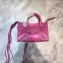 Balenciaga Classic Mini City Bag with Logo Strap Fuchsia