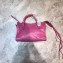 Balenciaga Classic Mini City Bag with Logo Strap Fuchsia