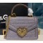 Dolce & Gabbana Small Devotion Top Handle Bag in Mordore Nappa Leather with Rhinestone Chain Silver 2019