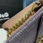 Dolce & Gabbana Small Devotion Top Handle Bag in Mordore Nappa Leather with Rhinestone Chain Silver 2019