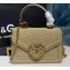 Dolce & Gabbana Small Devotion Top Handle Bag in Mordore Nappa Leather with Rhinestone Chain Gold 2019